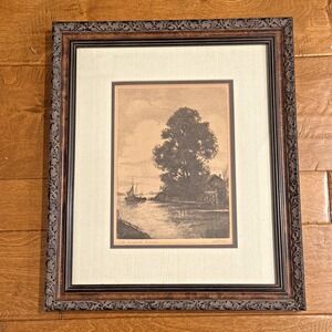 William Stevens "The‎ Norfolk Broads" Original Etching – 1890-1930 Signed 16x14